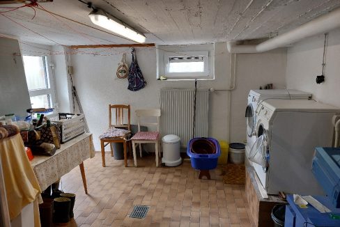 Der Heizungs-und Waschraum mit Ausgang zum Garten