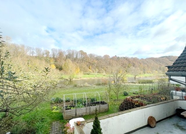 Blick von der Terrasse in die Siegauen