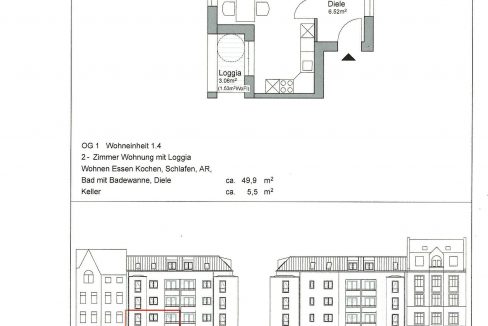 Grundriss 1.OG 49,90 m²